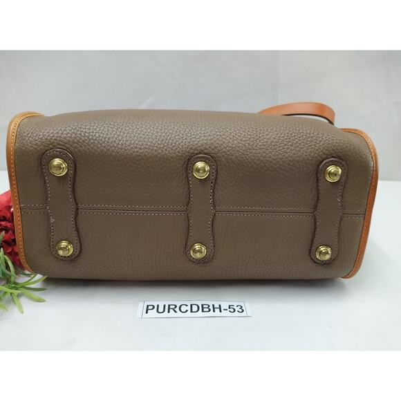 Dooney & Bourke Brown Gray Pebbled Leather Top Handle Satchel Shoulder Bag - Picture 9 of 16